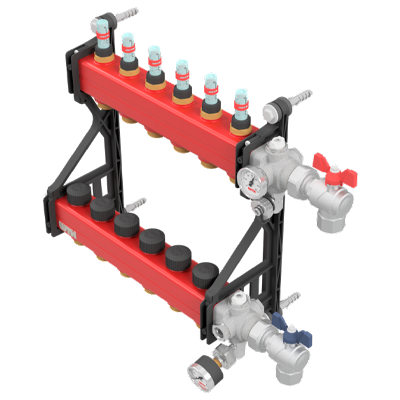Verdelerbalken ook verkrijgbaar met flowmeters